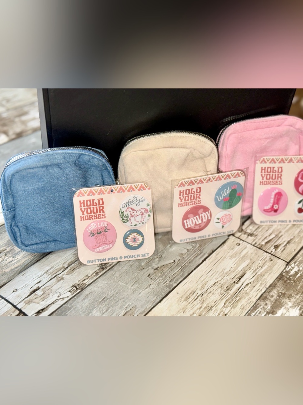 Button Pin & Pouch Set - Choose One !- NEW